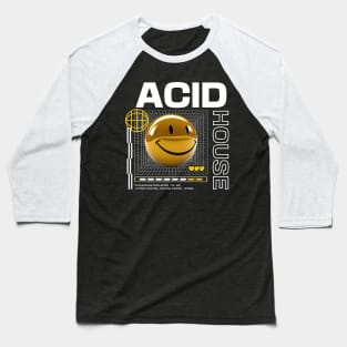 ACID HOUSE  - 3D Smiley (yellow/white) Baseball T-Shirt